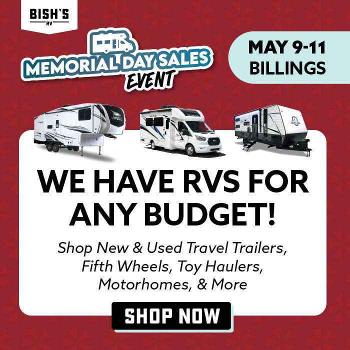 Shop our ENTIRE inventory of new and used travel trailers, fifth wheels, motorhomes, toy haulers, and more! Bish's RV of Billings, MT